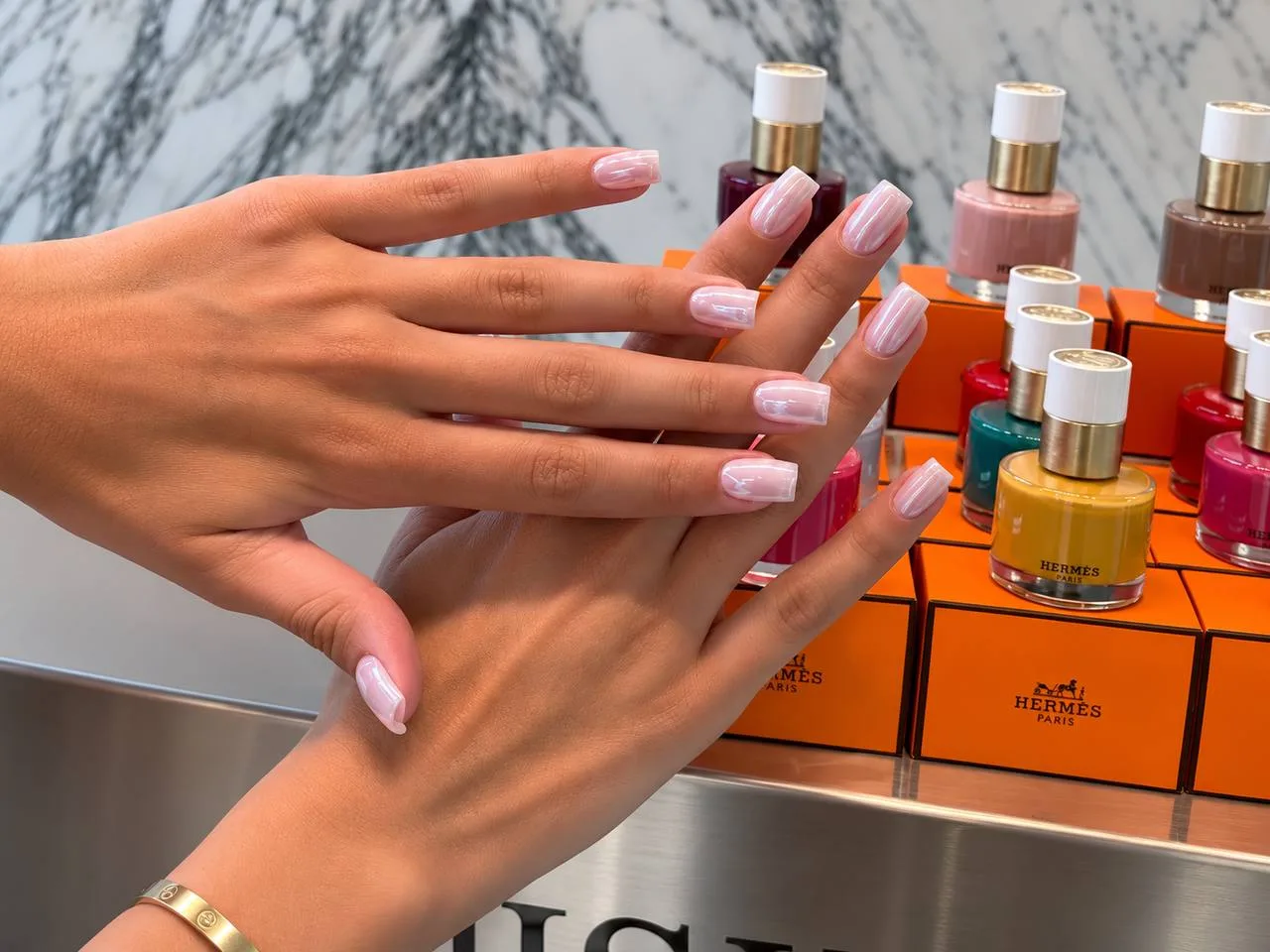 Polka Dot Chrome Manicure